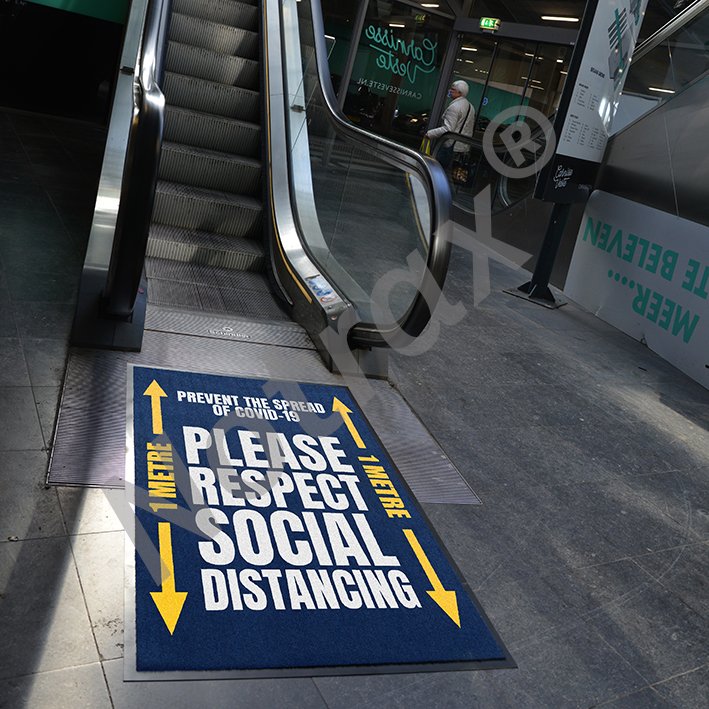 NotraxEurope's tweet photo. Make sure you're on top of the changes being made to social distancing rules with our custom printed message matting. Help keep your customers and employees safe.
#socialdistancing #covid19 #entrancemats #1metre #staysafe #newnormal #4thofJuly https://t.co/b6TvxHn70B