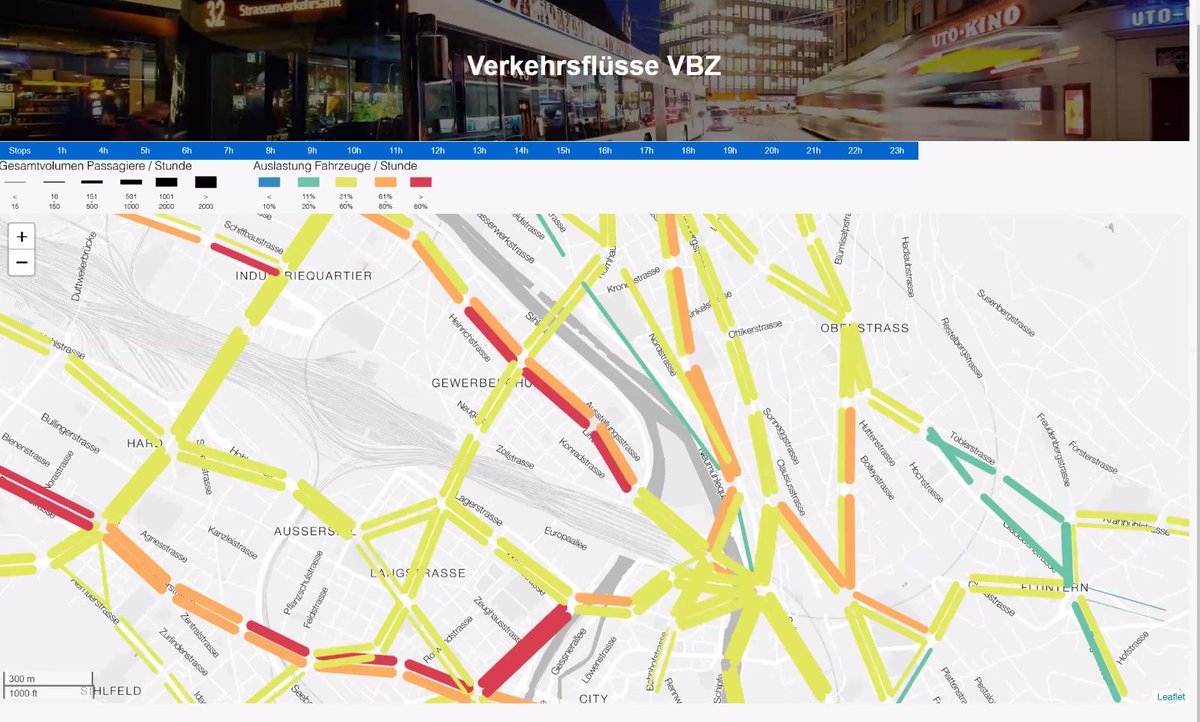 Herzliche Gratulation den Gewinnern des «Open Data Student Awards»: Ueli Isenschmid, Anian Pleisch, Janik Sievert und Severin Spörri von der <a href="/ETH/">ETH Zürich</a> mit ihrem Projekt «Verkehrsflüsse VBZ».
Das Projekt visualisiert die Auslastung der Linien der <a href="/vbz_zueri_linie/">VBZ Züri-Linie</a> über den Tag #OpenData