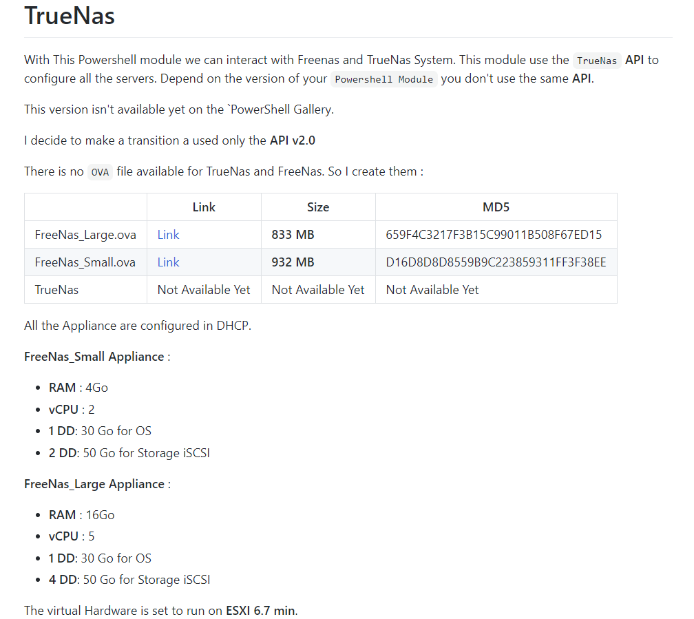 PowerTrueNas's tweet photo. hey today I am pleased to announce the availability of my FreeNas appliances and soon TrueNas #OVA @freenas  @iXsystems if you want to test it with my #powershellModule now you can. Here the link https://t.co/TgrZ1g3JBb https://t.co/DzYeXhOuv4