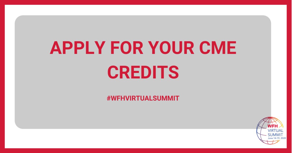 wfhemophilia's tweet photo. If you attended the live sessions at our #WFHVirtualSummit don’t forget to apply for your credits for Continuing Medical Education! https://t.co/Y2z3ykXvuW https://t.co/QRHhnOwYA5