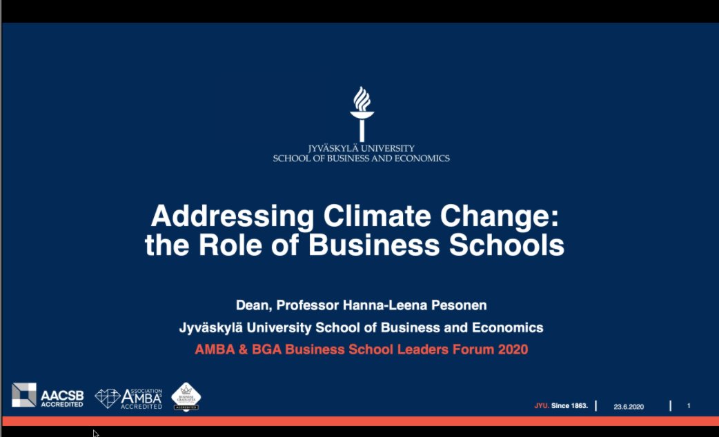 Assoc_of_MBAs's tweet photo. @HLPesonen has just started her session on climate change and Business Schools! Make sure to join in the conversation using #BSLF! https://t.co/8WuchEhbJL