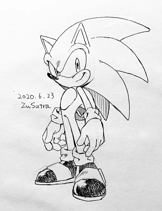 すごい久しぶりにソニック描いた 