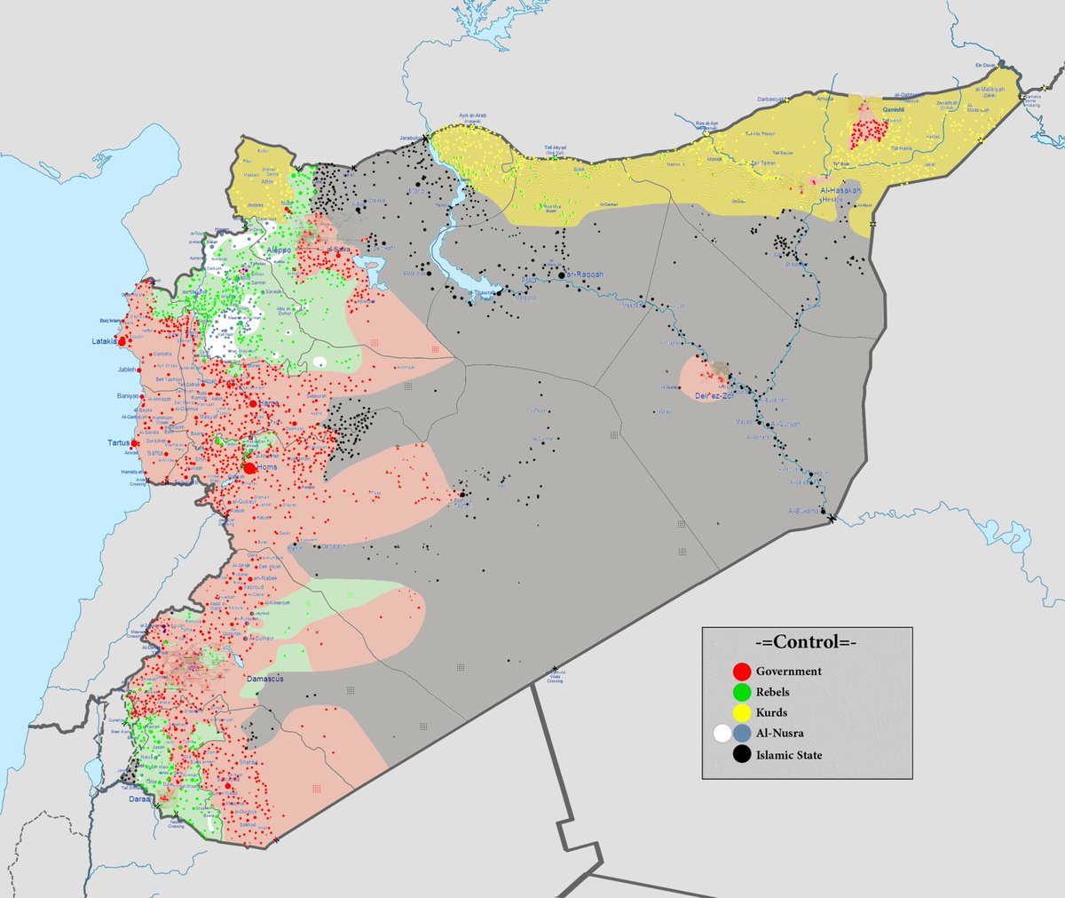 Malgré cela, l’EI n’en demeure pas moins maître d’un territoire considérable, reposant sur des piliers solides : Raqqa, Idleb, Mossoul ; un califat mettant à genoux la Syrie et l’Irak, dont Al Qaïda n’aurait pas osé rêver.