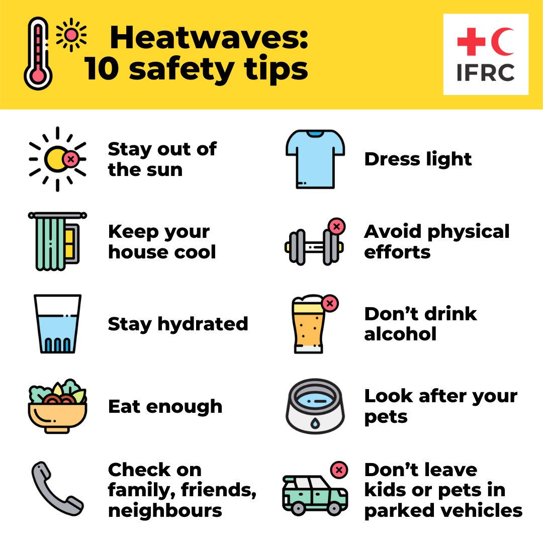 ifrc's tweet photo. As some countries are facing hot weather in the days to come, let's keep safe and kind! ❤️ https://t.co/YVM6i1cdJs