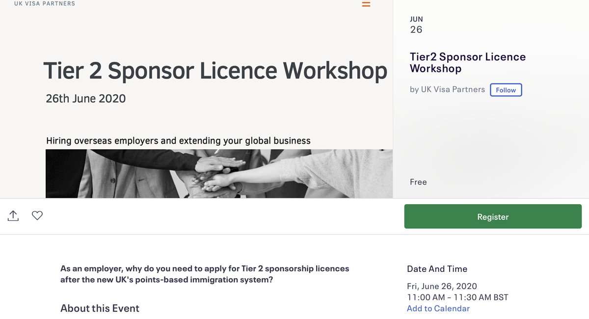 UKVisaPartners's tweet photo. ‼️‼️Do you want to hire an overseas employee? Do you want to know how to apply for the Tier 2 Sponsorship Licence?

Come and join us, this is not only an online workshop also it can be your network event! 👇🏻

https://t.co/2Mx3KoxxRE

#tier2 #employee #sponsorlicence #ukvisa https://t.co/AqlS0Oxc0T