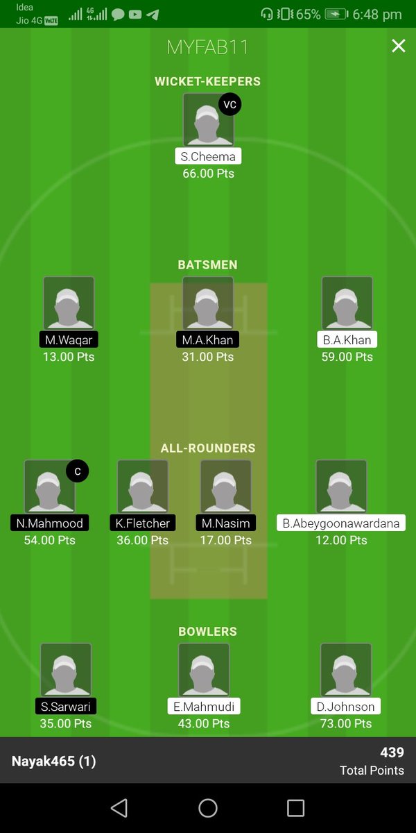 RAJNAYA23520344's tweet photo. @CricInformer Bhai tell to My fab 11 to correct the points of basher Ahmed Khan in today's st gallens 3 match and give abeygoonawardena 8 points please bhai https://t.co/ox19FOuWr5