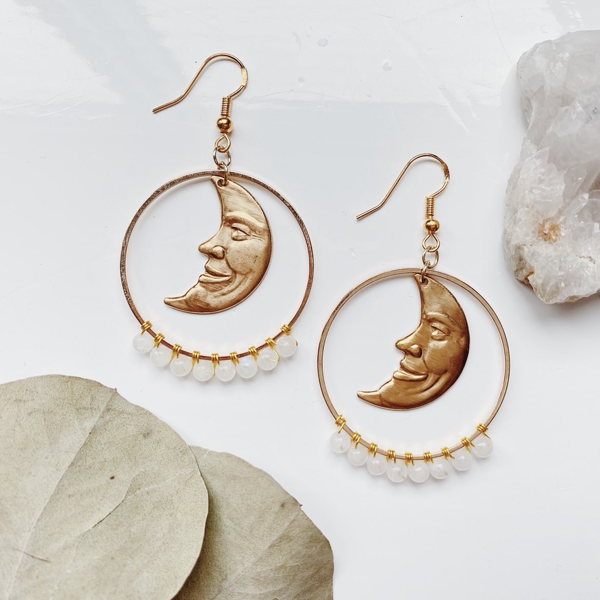  the over the moon bundle Moonstone Palmstone + earrings // $28