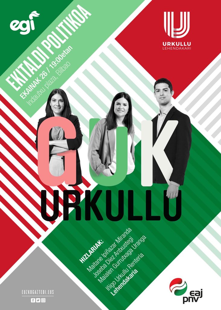 ✅ EKITALDIA BILBON‼️

🚨NOIZ?
Datorren ostiralean, ekainak 26 19:00tan

📌NON?
Bilboko Indautxu plazan!

🎙HIZLARIAK:

-Maitane Ipiñazar
-<a href="/JosebaDian/">Joseba Díez Antxustegi</a> 
-<a href="/MaialenGurru/">Maialen Gurrutxaga</a> 
-<a href="/urkulluLHK/">Urkullu Lehendakari</a>

⚠️ADI:
😷Ekarri maskara.
🔛Gorde 1.5m-ko tartea.
#GoazenAurrera #EuskadiZutik #UrkulluLehendakari
