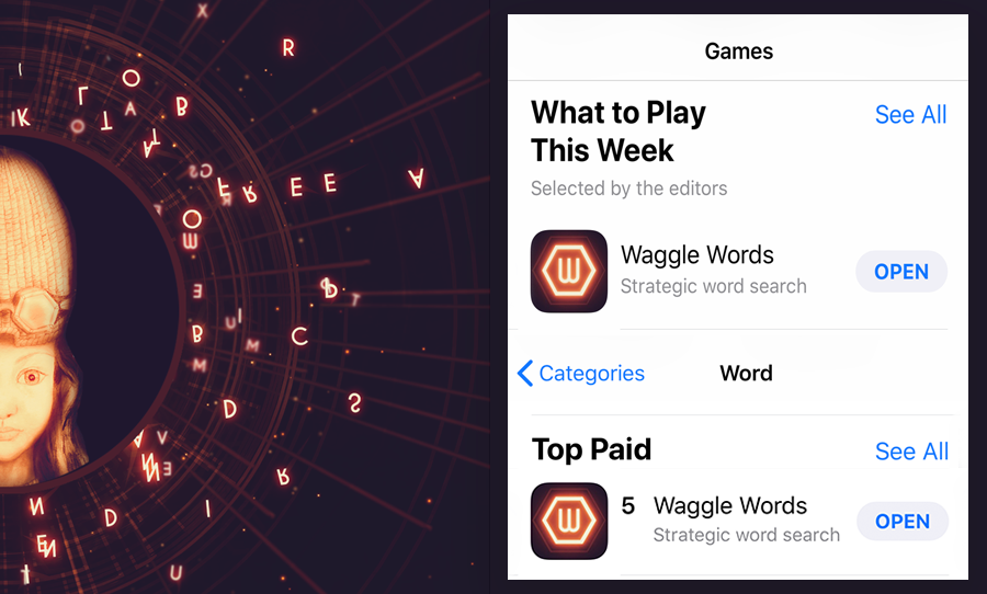 VTDigitalArts's tweet image. If you LOVE word games and want to exercise your brain, checkout @WaggleWords on iOS! It’s currently featured by the App Store: Games -&amp;gt; What to Play this Week! apps.apple.com/us/app/waggle-…