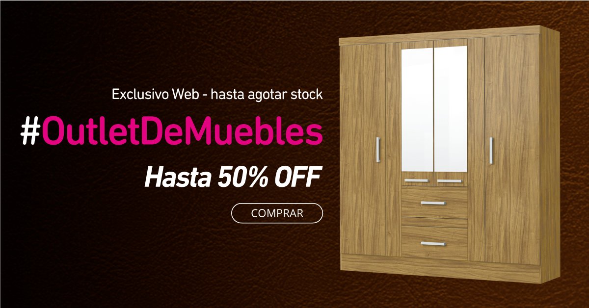 OUTLET DE MUEBLES
¡hasta 50% de descuento!
bit.ly/2CufAkh