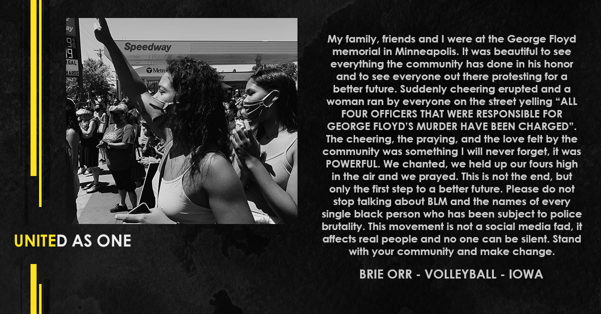 "Please do not stop talking about BLM and the names of every single black person who has been subject to police brutality. This movement is not a social media fad, it affects real people and no one can be silent. Stand with your community and make change."

🗣 Brie Orr