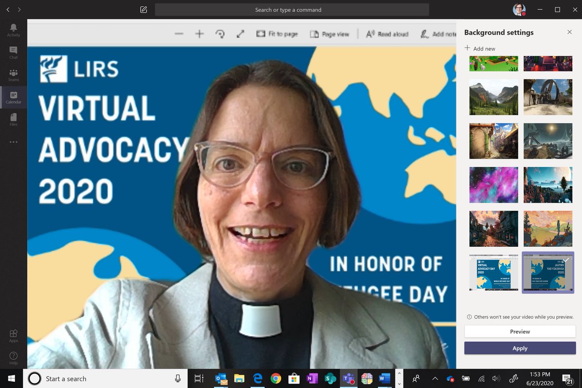 What a perfect Zoom background for our virtual  #WorldRefugeeDay congressional meetings,  @AmyELCAadvo! We’re asking for 95K refugee admissions next year, include immigrants who missed out on relief in the next legislative package, and protection of migrant children at the border.