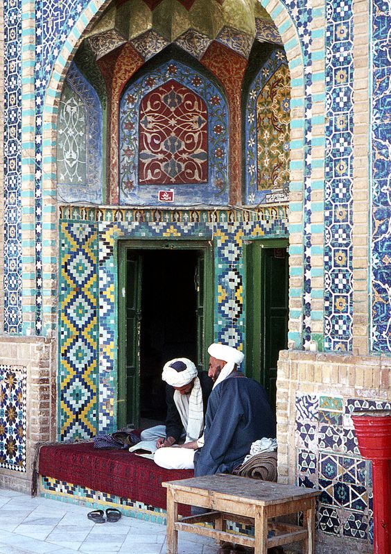 People of  #Mazar: Two men at the Blue Mosque.By Jean-Paul Galichet.