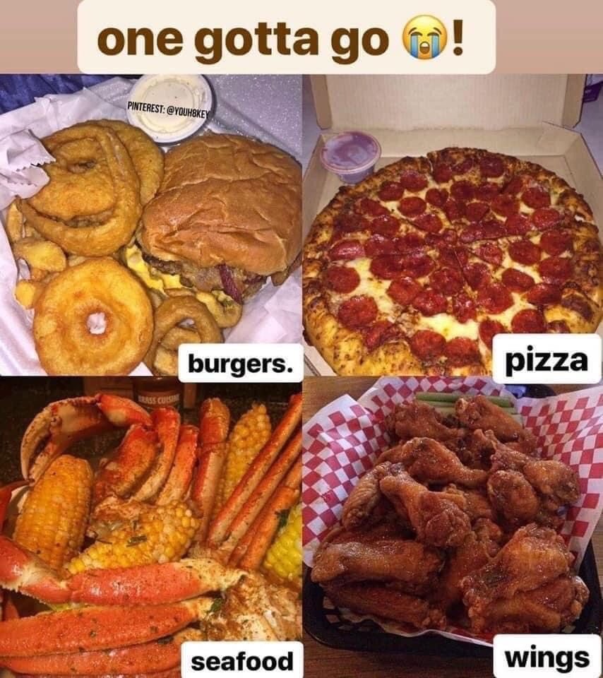 CuptoCupShow's tweet photo. I think for most of the crew pizza would be the answer. Which one are you getting rid of? #food #foodtalk #onegottago #burgers #pizza #seafood #wings #tuesdayafternoon #podcasts #cuptocupshow #lunchttime #summer #june https://t.co/nGj96eEPMn