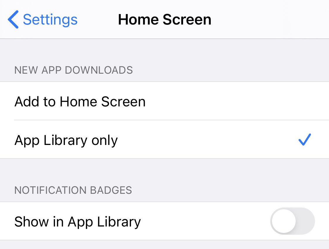 With the new iOS 14 ‘App Library’, newly downloaded apps BY DEFAULT no longer appear on your home screen AND have notification badges turned off.