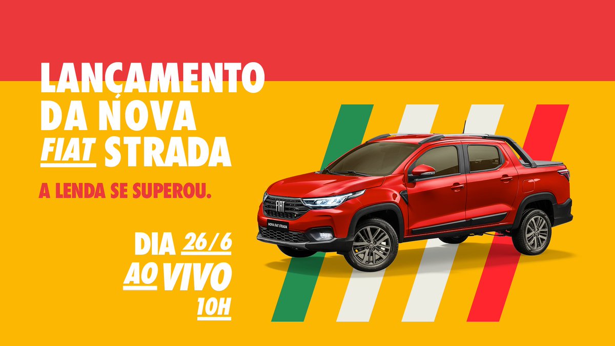 Quer saber tudo sobre a nova Fiat Strada? Então, dê ❤ neste post e seja um dos primeiros a serem avisados quando a nossa live estiver ao vivo no dia 26/6.