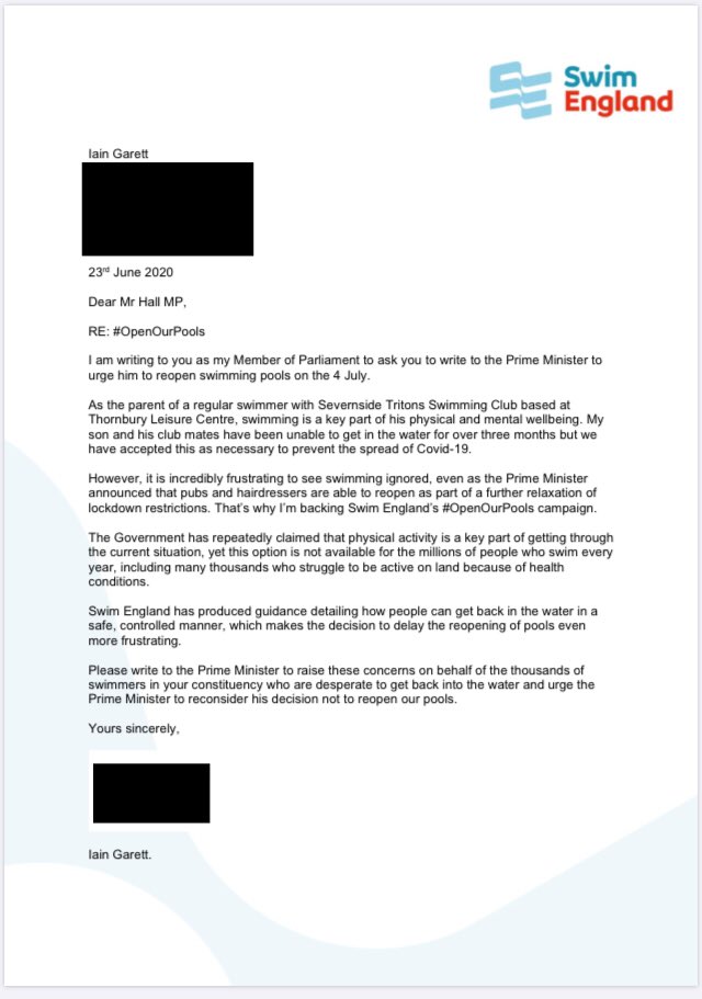 As my local MP <a href="/LukeHall/">Luke Hall</a>,  I ask that you please write to <a href="/BorisJohnson/">Boris Johnson</a> to urge him to #OpenOurPools
