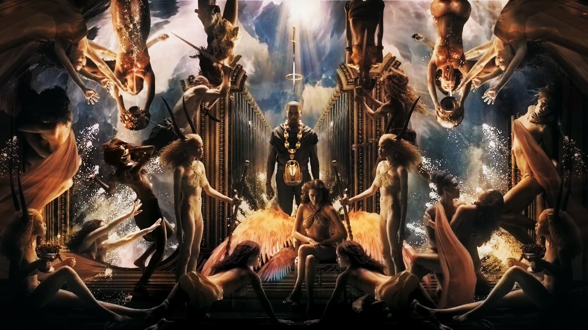And Kanye doesn't stop at the lyrics... oh noooo.... he also depicts himself as Zeus on Mount Olympus in the music video to 'Power' /16
