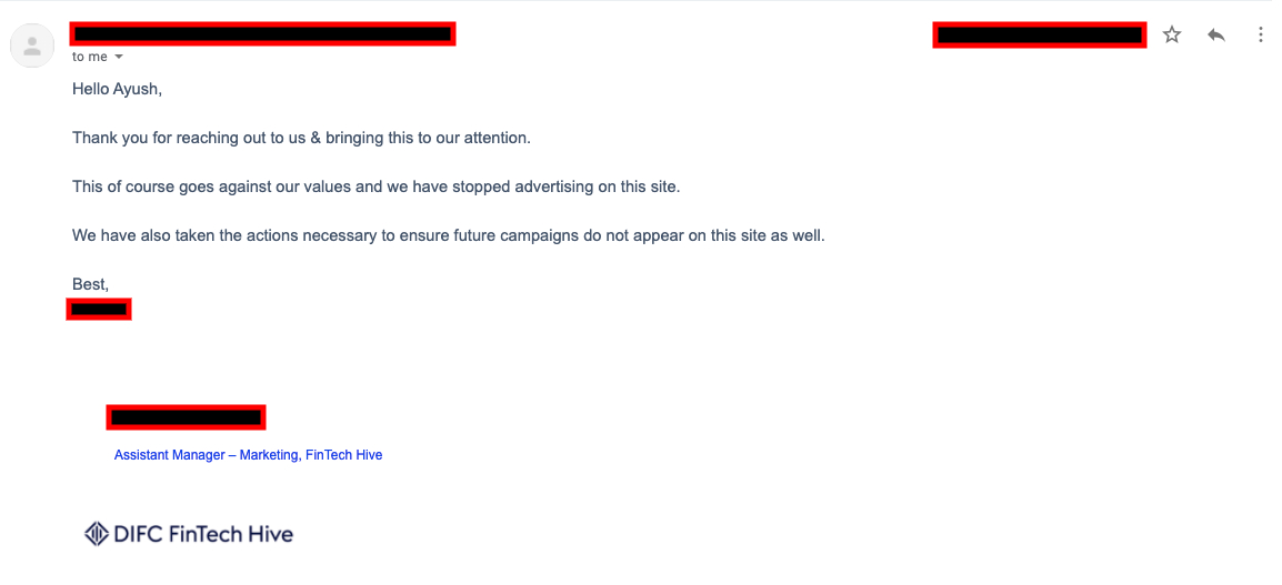 NL reached out to well-known brands whose programmatic ads appear on  @OpIndia_com. Adidas wrote back saying they'll prevent any association "indirectly/directly with the said platform".Dubai-based FinTech Hive also said it is rescinding ads from the website.  @StopFundingHate