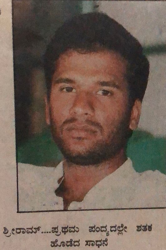 K. Sriram who was part of the victorious Ranji team of 1995/96, played 15 mts for Karnataka & had the distinction of scoring a hundred (174) on debut vs TN. Interestingly his brother Srinath was playing for TN in the 96 finals.  #ಸಹೋದರರ ಸವಾಲ್. Unfortunately he passed away in 2017.