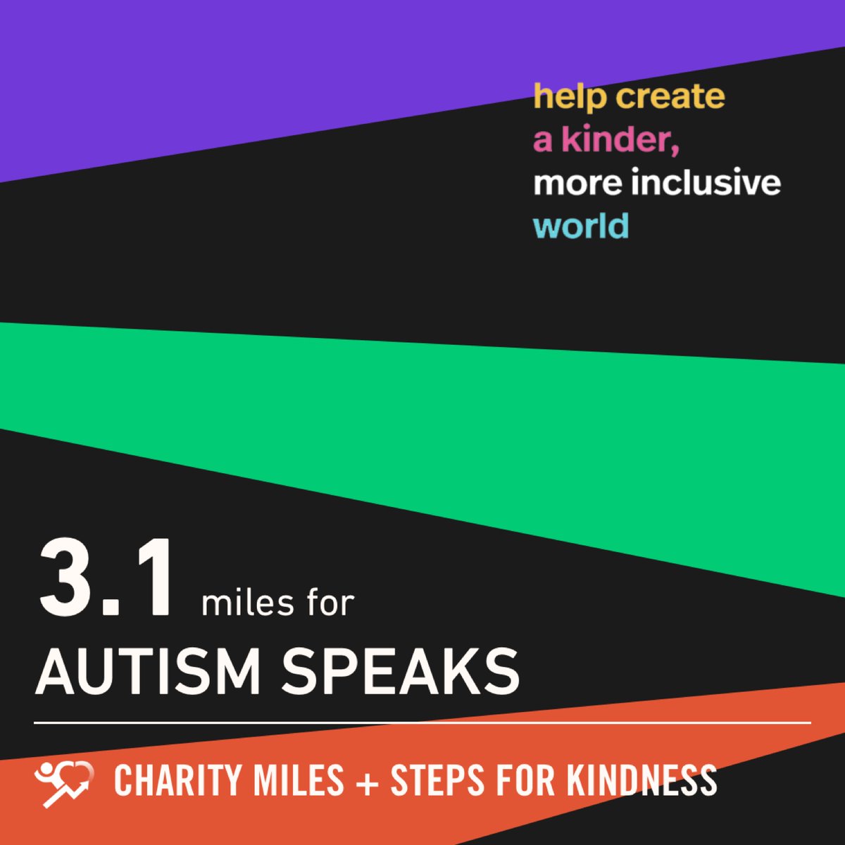HHGStudio's tweet image. 3.1 @CharityMiles for @autismspeaks. #StepsForKindness
