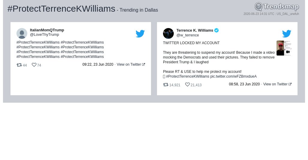 #protectterrencekwilliams is now trending in #Dallas

trendsmap.com/r/US_DAL_urwfuh