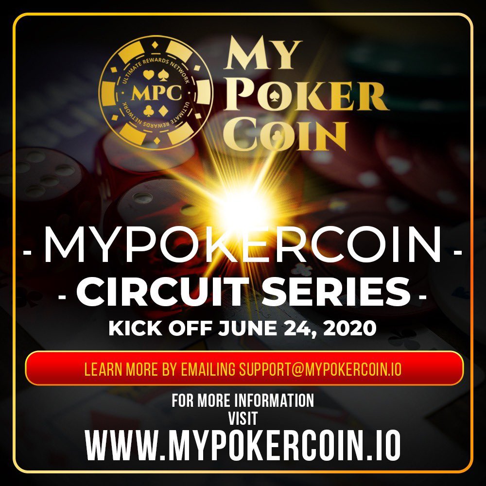 MyPokerCoin's tweet photo. Join the action and Play poker in any club anywhere via MyPokercoin Circuit Series! Join the Kick Off June 24, 2020 at https://t.co/mQ3wKzT88j —- #poker #onlinepoker #playandwin #blockchain #ethrereum #online #staysafe #socialdistancing #pokerlife #pokertournament #pokermindset https://t.co/D205PlYGhS