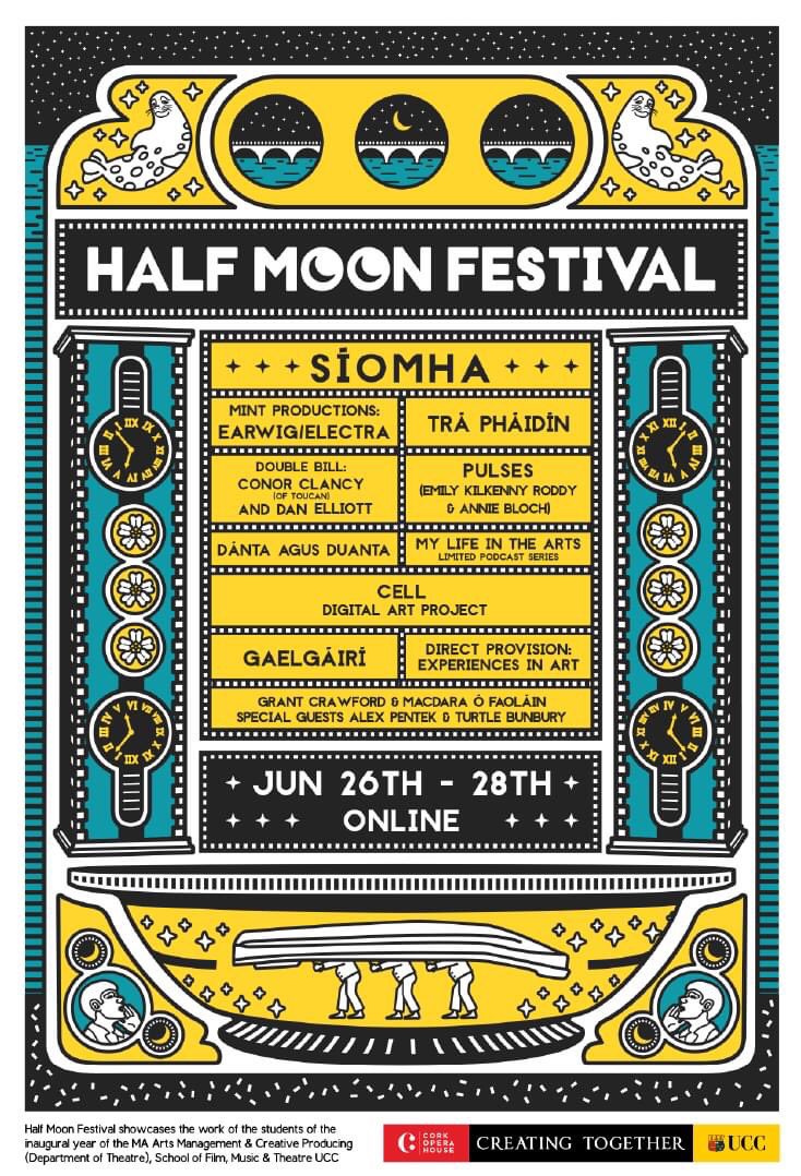 UCC's tweet photo. Looking for something a little different to do next weekend? Check out the Half Moon Festival
@_halfmoonfest is an online multi-disciplinary arts festival, celebrating Cork’s cultural offerings
The brainchild of UCC students in the MA in Arts Management and Creative Producing https://t.co/U0G63oOjqB