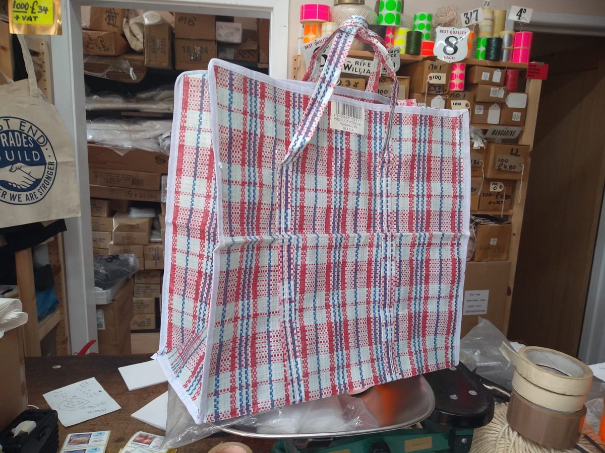 GardnersBags's tweet photo. Clearing the basement and found 200 of these - Woven Check Bag: 13x14'' with a 3'' gusset. Putting them at the front of the shop; let me know if you want them!
#gardnersbags
#gardnersbagshop
#smallbusiness
#supportlocal
#familybusiness
#checkbag
#polypropylenebag
#clearout https://t.co/joESuFedjr