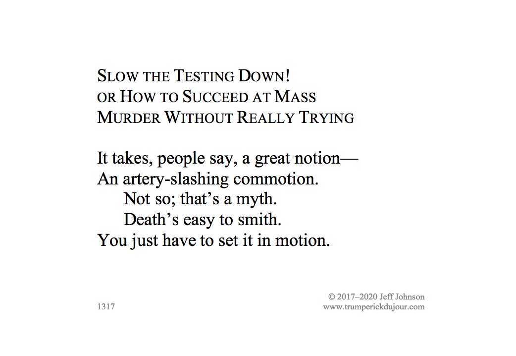 jeffj55406's tweet photo. I don't kid.
#SlowDownTesting #tuesdayvibes #poetry @realDonaldTrump @GOP https://t.co/4GbHjyyqO3