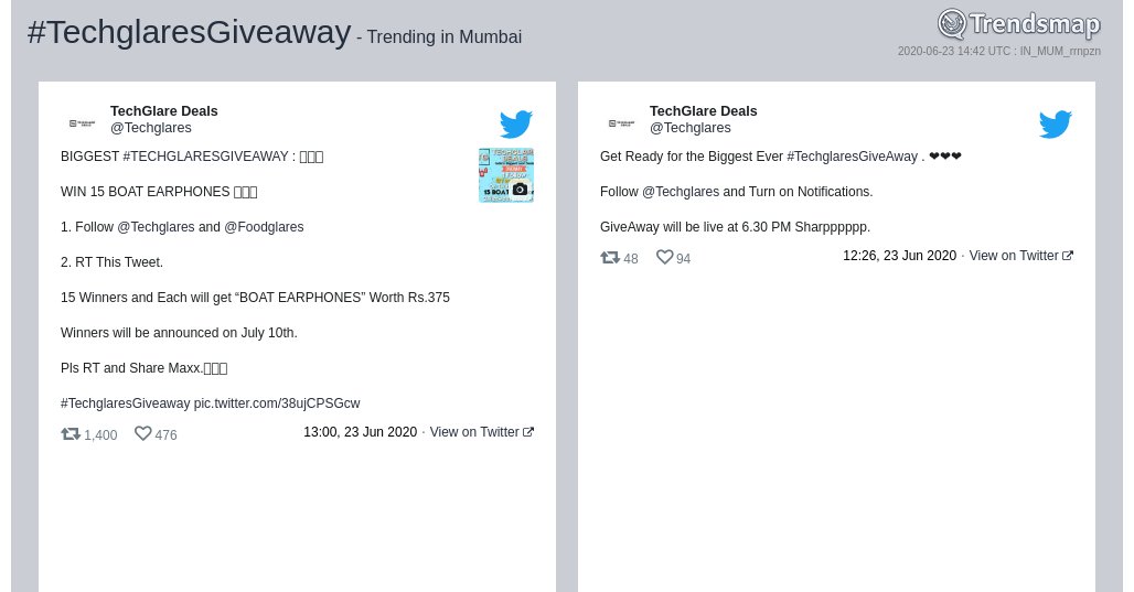 #techglaresgiveaway is now trending in #Mumbai

trendsmap.com/r/IN_MUM_rrnpzn