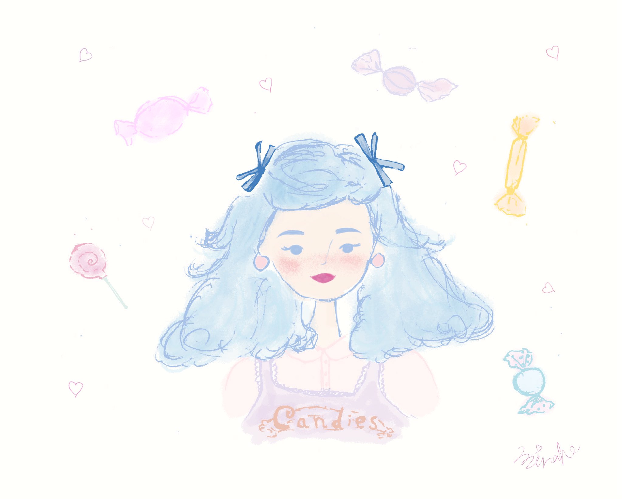 Hopea キャンディー イラスト アート お絵かき 女の子イラスト イラストレーター グラフィックデザイン キャンディー 飴 あめ玉 お菓子 お菓子イラスト フードイラスト りぼん ガーリー パステルカラー ふわふわ Illustration Art