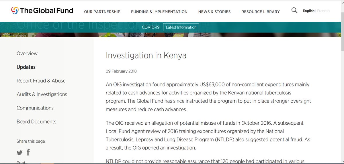 KELINKenya's tweet photo. @MalecheAllan @MOH_Kenya @susan_mochache @DrMercyHealth @angieoketch @bwasuna @DrPatrickAmoth @ODPP_KE @EACCKenya @UNDPGAIN @DrMercyKorir @SheiMasinde @WHOKenya @TIKenya @a4tkenya @TISAKenya @alaminkimathi @IEAKwame @CMwachonda @annesoy @maroag7 @AlfredObengo Seems at @MOH_Kenya has a recurring history of fraud & corruption. Audits by @gavi https://t.co/Ug3sRV0A0f & @globalfund_oig https://t.co/380gEArHb6 have credible evidence.@DCI_Kenya @EACCKenya @ODPP_KE have you acted on👇 reports? #HealthCorrupted @DrMercyKorir @TIKenya @WRA_K https://t.co/TA5FmQXMnh