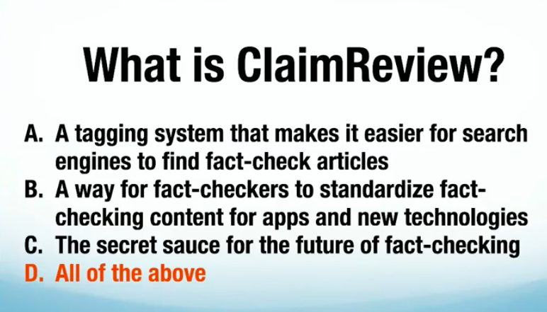 Cool and useful! Claimreview helps fact checks done by newsrooms been seen in a Google search.
<a href="/BillAdairDuke/">Bill Adair</a> explaining during #Globalfact7. #faktajouren #swefactcheck #fojo_int #fojo_sv