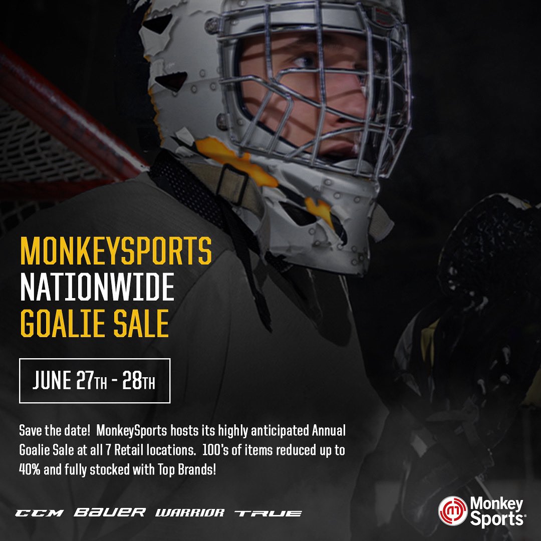 GoalieMonkey's tweet photo. In Store Only This Weekend!!!
.
Head into one of our 7 MonkeySports Locations this weekend for special offers and more!
.
#OnlyAtGM #MonkeySports https://t.co/xwFDFR2kAR