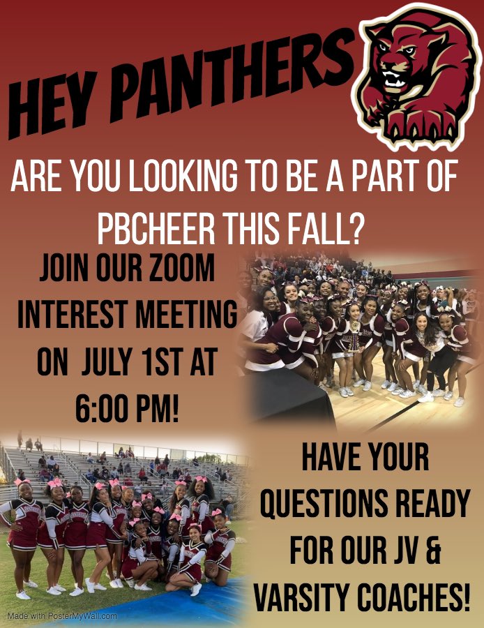 If you’re interested in joining our PBCHEER family fill out this link to receive the ZOOM information! We’re excited to meet and talk to you all! ❤️ docs.google.com/forms/d/e/1FAI…