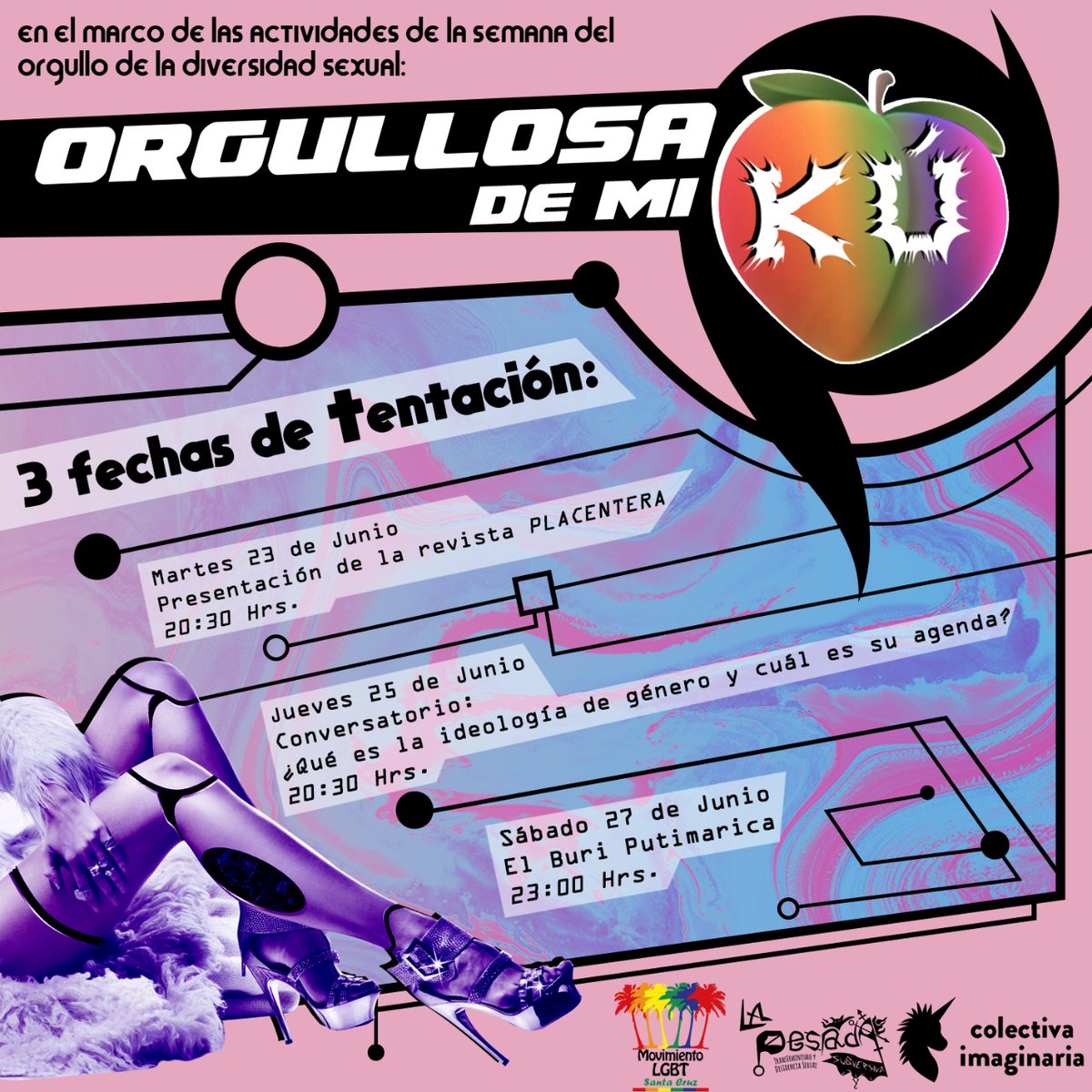 AleMenachoNoza's tweet photo. Imaginaria - Feminismo antifeminista y La Pesada Subversiva para vivir un orgullo disidente, en el marco de las actividades del Movimiento de la Diversidad Sexual y de Género de Santa Cruz. https://t.co/qd2a3pZBBW