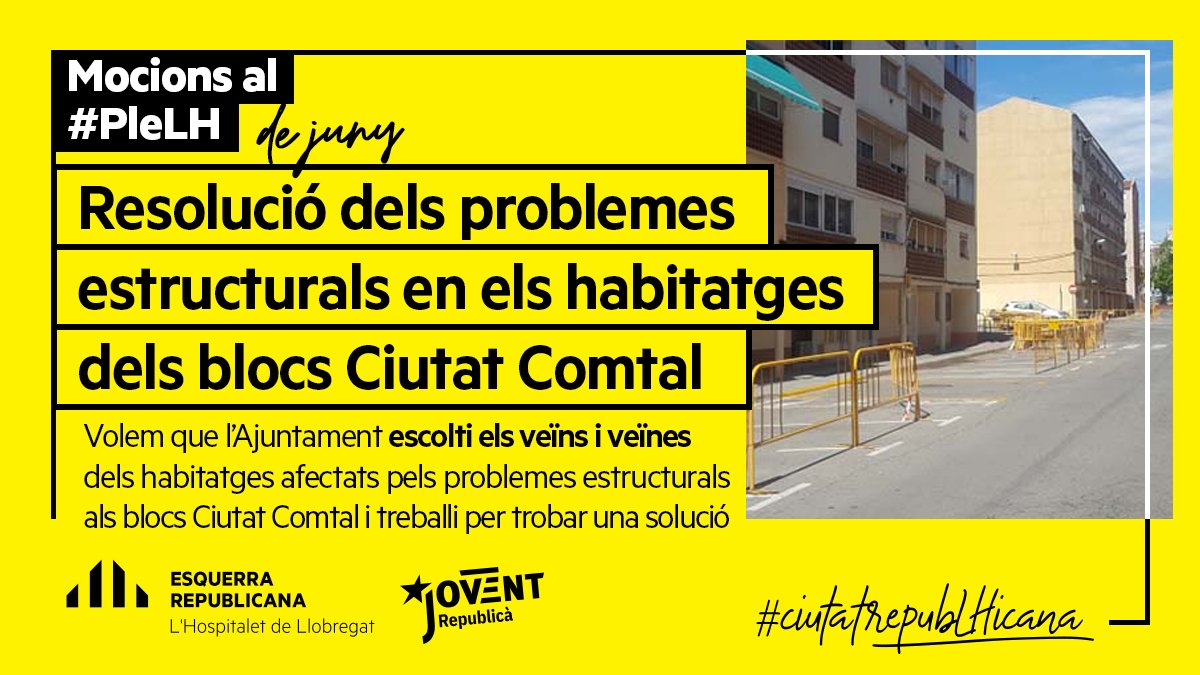 esquerraLH's tweet photo. 📢Quines mocions presentem al #PleLH?
Portarem al Ple els problemes estructurals en els habitatges dels blocs #CiutatComtal, a #SantJosep, i reclamarem que @LHAjuntament escolti als veïns i veïnes i treballi per trobar una solució
➡️ https://t.co/2H8XX0tBCv https://t.co/hdq0BnXnLR
