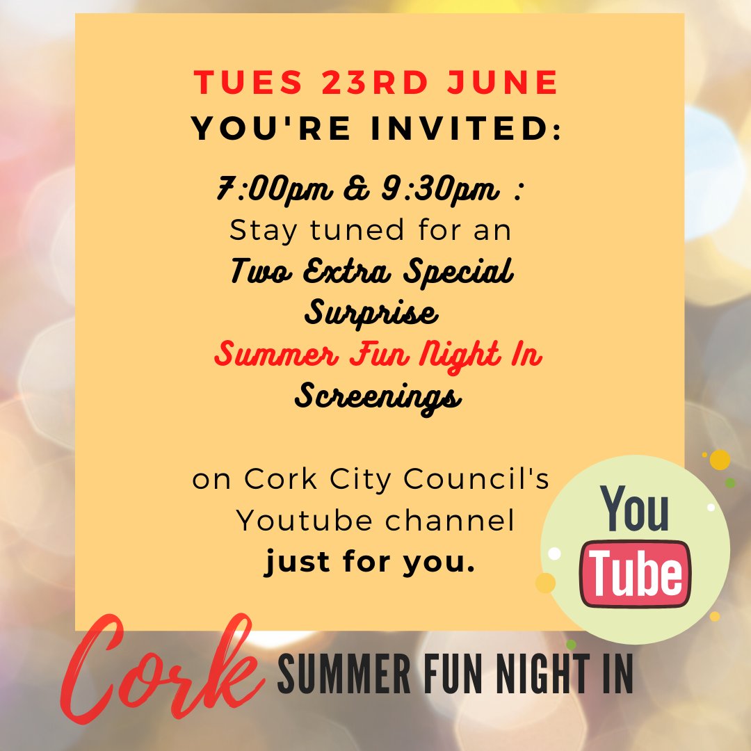 corkcitycouncil's tweet photo. 🤸‍♀️You're Invited to the #CorkSummerFun Night in TONIGHT, 23 June!!!🤸‍♀️

This year’s Bonfire Night celebrations have been re-imagined🔥

🥳Tune in to Cork City Council’s YouTube Channel at 7&amp; 9.30pm for a special surprise!

Share your Bonna' Night on social media #CorkSummerFun https://t.co/T5iMFgdLrE