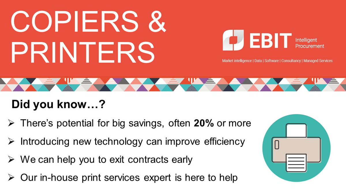 How much do you know about your company’s print services? At Ebit, print is a spend category that we look at for many of our clients. Get in touch today to find out more: ebitip.com/contact/ 

#print #printservices #copiers #printers #indirectspend #GNFR #procurement #ebitip