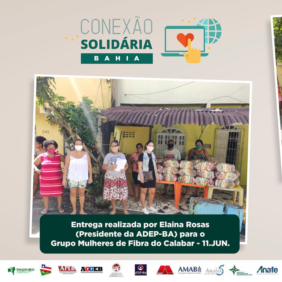 adepbahia's tweet photo. No dia 11 de junho, a nossa presidente, Elaina Rosas, esteve presente na entrega de cestas básicas para o Grupo Mulheres de Fibra do Calabar, pela campanha Conexão Solidária.
#ADEPBA #DefensoriaSim #ConexãoSolidária https://t.co/LduG40y6H1