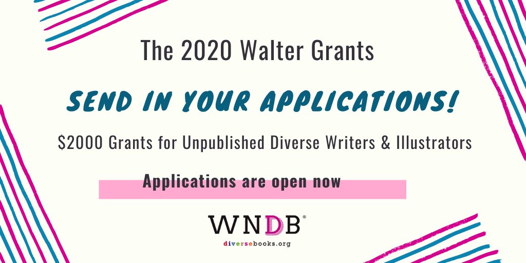 We still have room for ~200 Walter Grant applications! WNDB will award 10 grants of $2000 each to unpublished diverse writers and illustrators.

**Black applicants may apply until June 30th even if we reach our application cap.**

Submission guidelines: ow.ly/qz4150zU76g