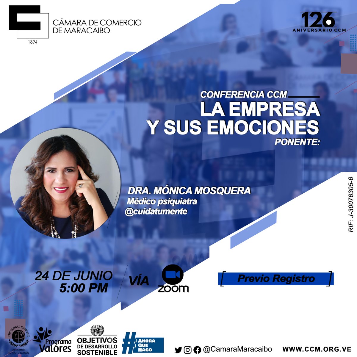 ¡MAÑANA! #CONFERENCIACCM "La Empresa y sus Emociones" con la médico psiquiatra, Mónica Mosquera de <a href="/CuidaTuMente/">CUIDA TU MENTE</a>. Te esperamos a las 5 P. M. 

Aún tienes chance de registrarte:  bit.ly/37Q4kuj

#SOMOSParteDeLaSolución