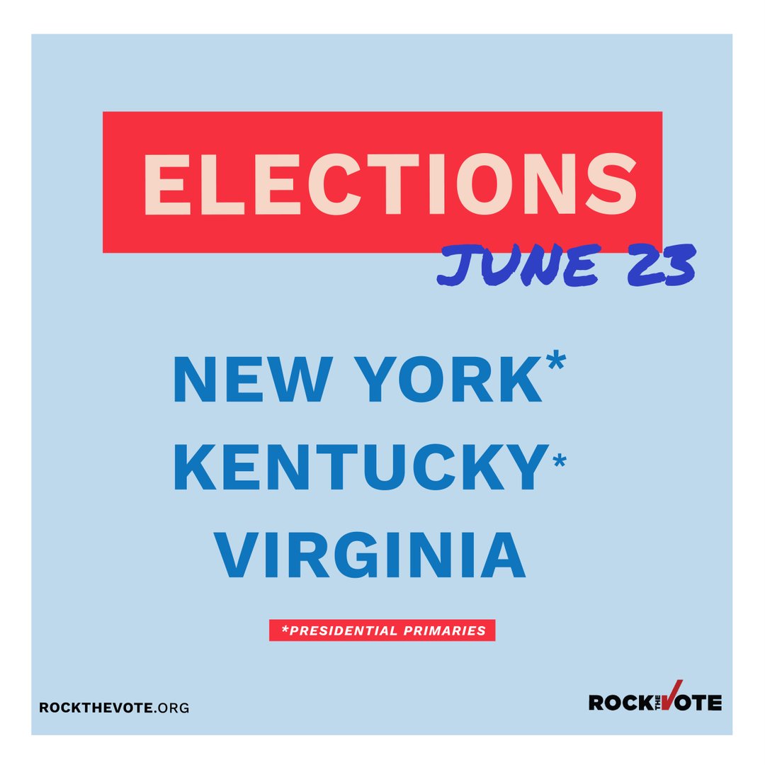 Today in #NewYork, #Kentucky and #Virginia, let's Rock The Vote!
Find info on your state: https://t.co/4rcY1uKBdn https://t.co/ukx9t8bMnW