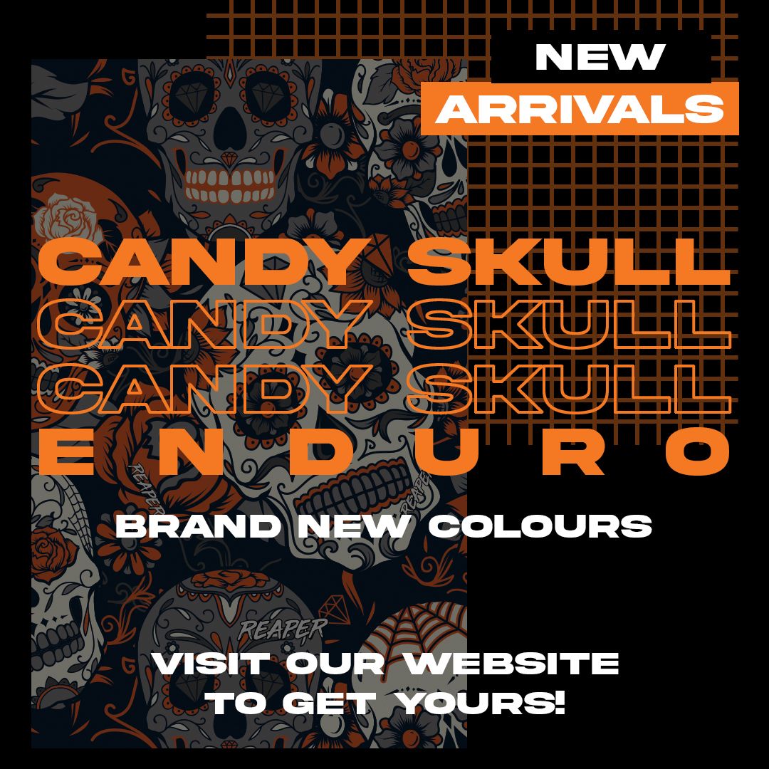 Our best-selling Candy Skull guard is now available in EIGHT new colourways in Enduro size! Choose from PINK, PURPLE, LIGHT BLUE, DARK BLUE, GREEN, STEALTH, DESERT AND ORANGE!

PLUS!

Candy Skull Multicolour and Candy Skull Blue are now available in ENDURO!

Go grab yours now!