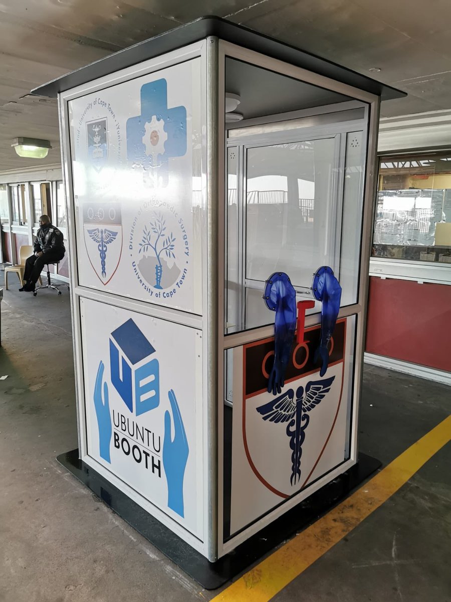 UCTMedTech's tweet photo. #ubuntubooth designed by @UCT_MDL, Tertius de Villers and @SudeshSivarasu of @uctbme @UCT_HUB @UCTHealthSci @UCT_RCI @UCT_Research and orthopedics! 

In full action use at Groote Schuur hospital testing center. 

Additional booths are being made! 

https://t.co/s0vs15HeKs https://t.co/B0Nt184Opn
