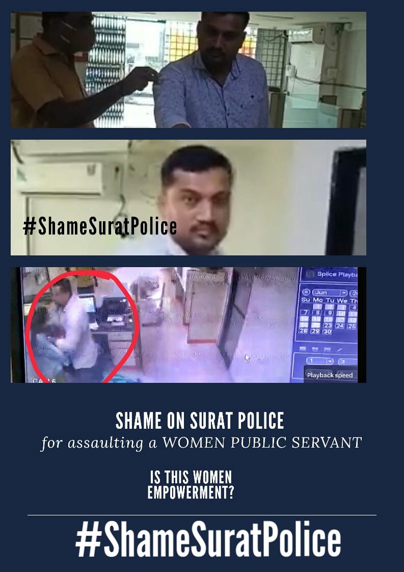 baujidesi's tweet photo. @vibhavaridave Mam,

A lady Bank officer of Saroli, Surat @canarabank was slapped by a police personnel, who came inside the Branch at 4:30pm.

Kindly take cognizance if the matter and ensure strict action against the police official.  🙏

@vijayrupanibjp
#ShameSuratPolice https://t.co/TUubpo96RS