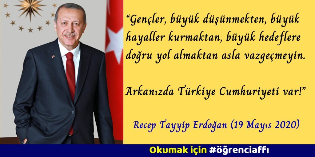 <a href="/yekta_sarac/">Prof. Dr. M. A. Yekta Saraç</a> 🏫🔓📚
Eğer bir ülkede eğitim mağduru yüz binlerce genç,
bilim üretme aşkıyla yanıp tutuşuyor;
bu uğurda #ÖğrenciAffı için çabalıyor;
destek istiyor ve müjde bekliyorsa;
saygıyı hak eden bu başarı azmi kutlanır.

#ÖğrenciAffıYasası ile tüm 🇹🇷 kazanır.

Sn.<a href="/RTErdogan/">Recep Tayyip Erdoğan</a> <a href="/TBMMresmi/">TBMM</a>