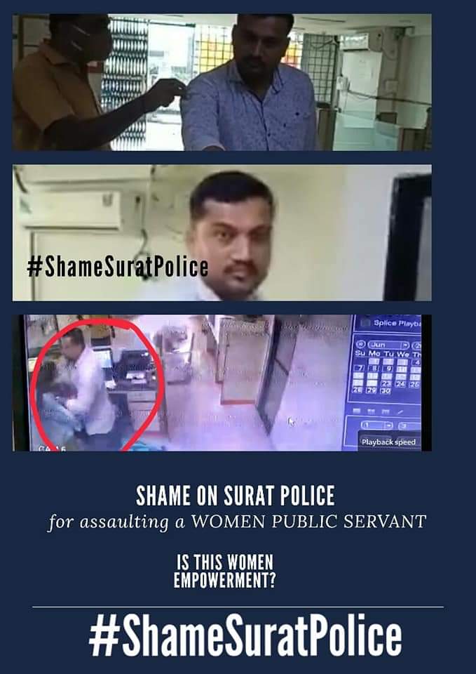 BappiMaji's tweet photo. #ShameSuratPolice
A lady staff of Canara bank has been beaten by Surat Police personnel inside branch.she got fractured, wasn't expected form a man whose job is to protect the people manhandled a women who was just doing her duty. A proper action needs to be taken
@NCWIndia https://t.co/S613kIUjK2
