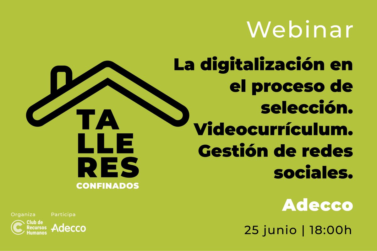 Este jueves 25 de junio <a href="/adecco_es/">Adecco</a> se encargará de realizar el último taller del curso 2019 - 2020.

¿Estamos preparados para la selección digital? Adaptar nuestro Candidate Journey a un formato de selección 100% digital, es un fenómeno que ha llegado para quedarse.
